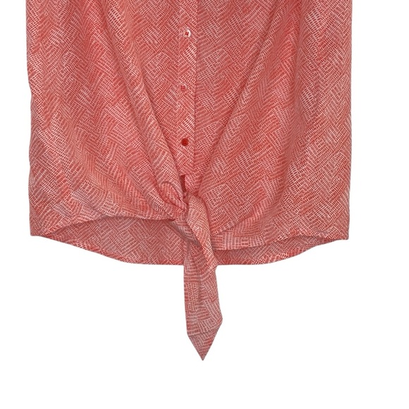 Joie Edalette Silk Tie Front Sleeveless Button Up Tank Orange Size S - Picture 3 of 10